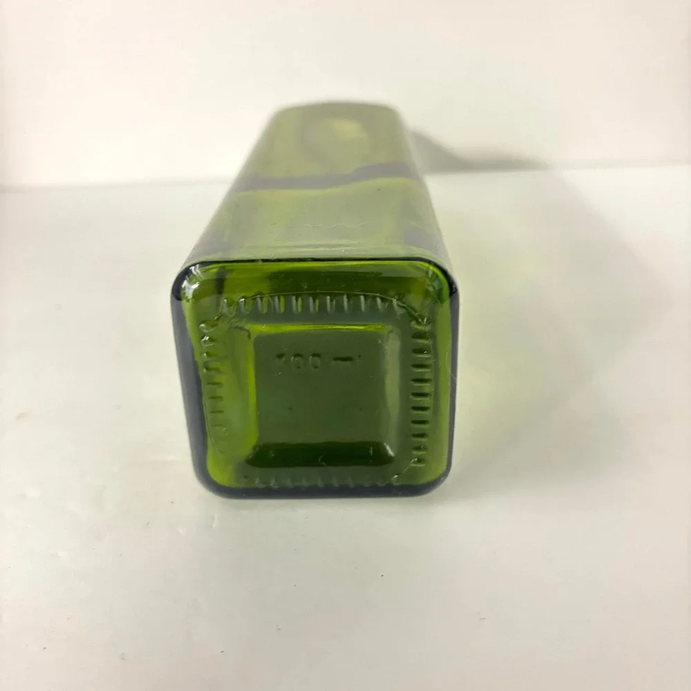 Green Glass Olive Oil Bottle 500ml Square Marasca Cruet for Vinegar or Syrups
